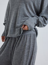 Seamless Basic Woolen Sporty Sweat | Merino wool Blouse Grey Melange