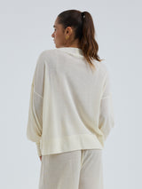 Seamless Basic Woolen Sporty Sweat | Merino wool Blouse Off-White