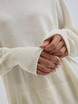 Seamless Basic Woolen Sporty Sweat | Merino wool Blouse Off-White