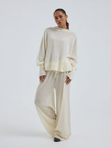 Seamless Basic Woolen Sporty Sweat | Merino wool Blouse Off-White