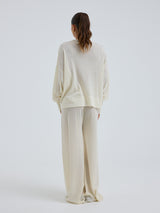 Seamless Basic Woolen Sporty Sweat | Merino wool Blouse Off-White