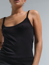 Seamless Basic Woolen Viola | Merino wool Strap Top Black