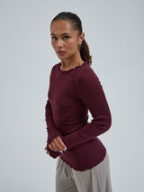 Seamless Basic Wooly Boat Neck | Wool Silk Blouse Vineyard