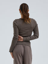 Seamless Basic Wooly Long Sleeve | Wool Silk Blouse Fungi