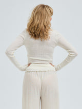 Seamless Basic Wooly Long Sleeve | Wool Silk Blouse Off-White