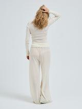Seamless Basic Wooly Long Sleeve | Wool Silk Blouse Off-White