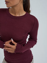 Seamless Basic Wooly Long Sleeve | Wool Silk Blouse Vineyard