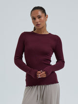 Seamless Basic Wooly Long Sleeve | Wool Silk Blouse Vineyard