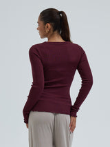 Seamless Basic Wooly Long Sleeve | Wool Silk Blouse Vineyard