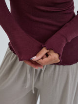 Seamless Basic Wooly Long Sleeve | Wool Silk Blouse Vineyard