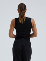 Seamless Basic Wooly Tank | Wool Silk Tank Top Black