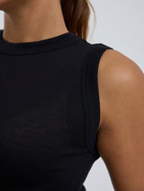 Seamless Basic Wooly Tank | Wool Silk Tank Top Black