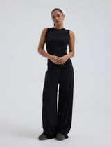 Seamless Basic Wooly Tank | Wool Silk Tank Top Black