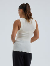 Seamless Basic Wooly Tank | Wool Silk Tank Top Off-White