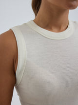 Seamless Basic Wooly Tank | Wool Silk Tank Top Off-White