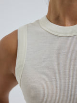Seamless Basic Wooly Tank | Wool Silk Tank Top Off-White