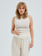 Seamless Basic Wooly Tank | Wool Silk Tank Top Off-White
