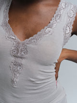 Seamless Basic Cotton Lacey | Cotton Tank Top Grey