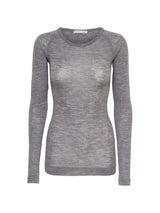 Seamless Basic Woolen Jade | Merino wool L/S T-Shirt Grey Melange
