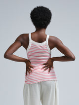 Seamless Basic Silky Daze | Silk Strap Top Pink/Off-White