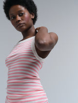 Seamless Basic Silky Daze | Silk Strap Top Pink/Off-White