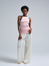 Seamless Basic Silky Daze | Silk Strap Top Pink/Off-White