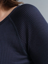 Seamless Basic Silky Jade | Silk Blouse Navy
