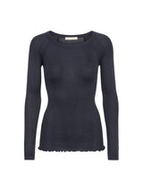 Seamless Basic Silky Jade | Silk Blouse Navy