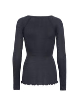 Seamless Basic Silky Jade | Silk Blouse Navy