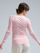 Seamless Basic Silky Jade | Silk Blouse Pink/Off-White