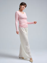 Seamless Basic Silky Jade | Silk Blouse Pink/Off-White
