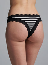 Seamless Basic Silky Tanga | Silk 2-pack Panties Black/Off-White