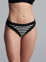 Seamless Basic Silky Tanga | Silk 2-pack Panties Black/Off-White
