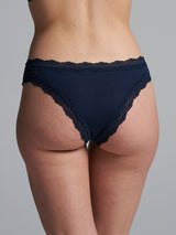Seamless Basic Silky Tanga | Silk 2-pack Panties Navy