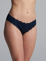 Seamless Basic Silky Tanga | Silk 2-pack Panties Navy