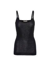 Seamless Basic Woolen Viola | Merino wool Strap Top Black