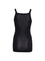 Seamless Basic Woolen Viola | Merino wool Strap Top Black