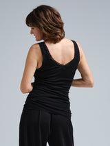 Seamless Basic Woolen Lacey | Merino wool Tank Top Black