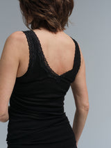 Seamless Basic Woolen Lacey | Merino wool Tank Top Black