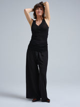 Seamless Basic Woolen Lacey | Merino wool Tank Top Black