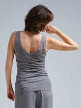 Seamless Basic Woolen Lacey | Merino wool Tank Top Grey Melange