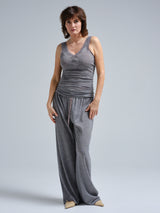 Seamless Basic Woolen Lacey | Merino wool Tank Top Grey Melange