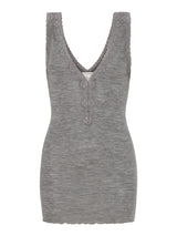 Seamless Basic Woolen Lacey | Merino wool Tank Top Grey Melange