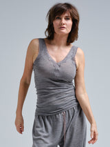 Seamless Basic Woolen Lacey | Merino wool Tank Top Grey Melange