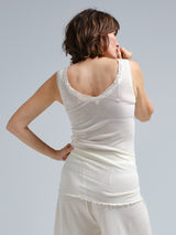 Seamless Basic Woolen Lacey | Merino wool Tank Top Off-White