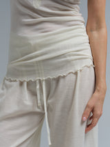 Seamless Basic Woolen Lacey | Merino wool Tank Top Off-White