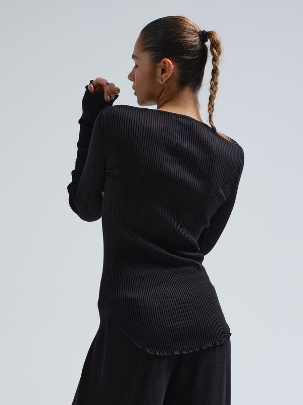 Seamless Basic Bellezza | Merino wool L/S T-Shirt Black