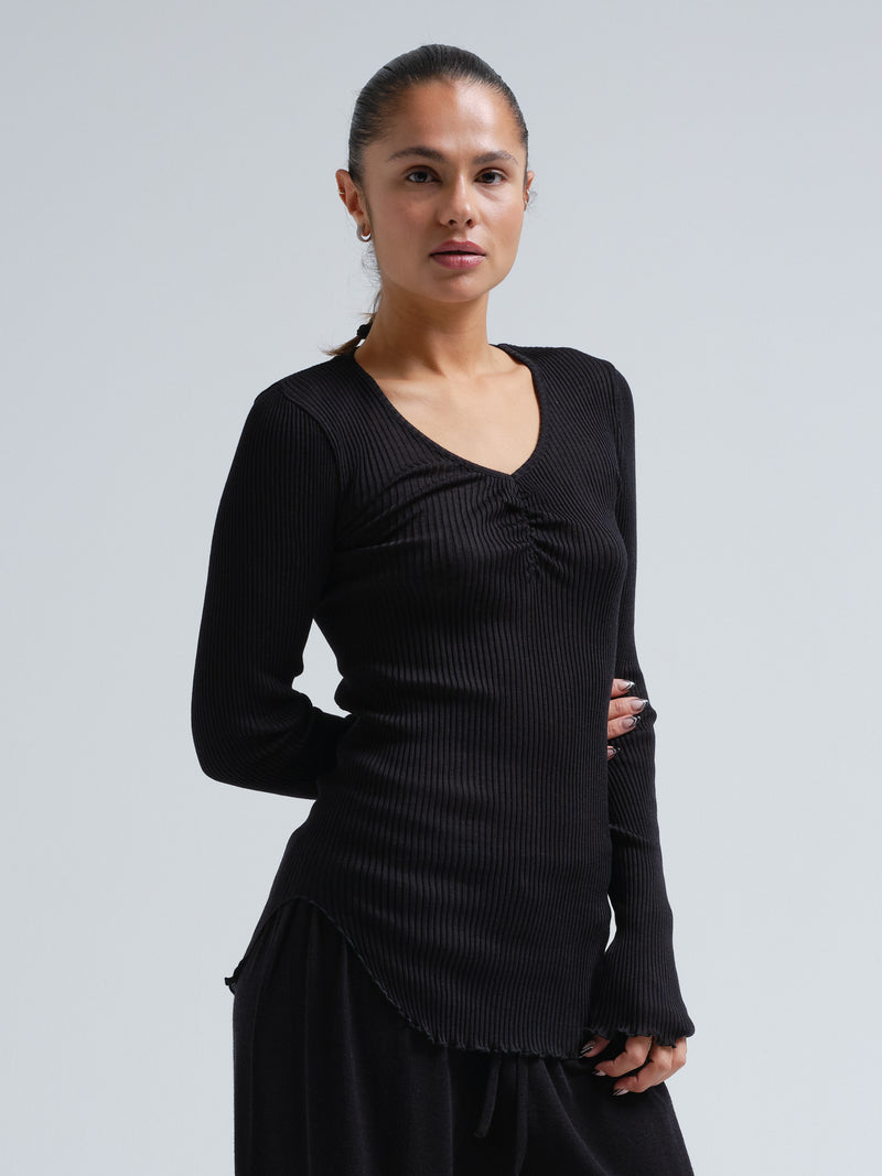 Seamless Basic Bellezza | Merino wool L/S T-Shirt Black
