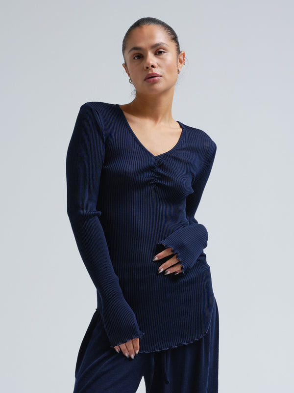 Seamless Basic Bellezza | Merino wool L/S T-Shirt Navy