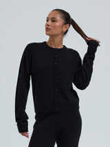 Seamless Basic Classic Cardigan | Wool Cashmere Cardigan Black